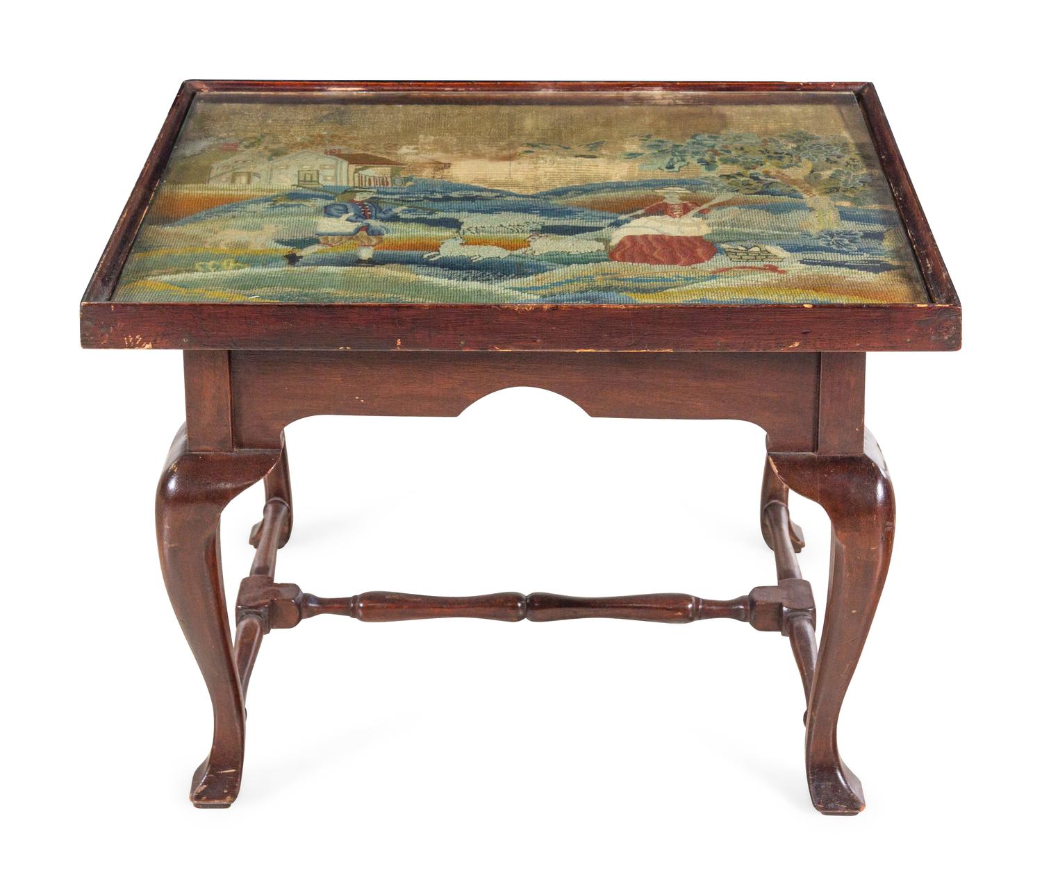 A Georgian Style Needlepoint-Inset Table