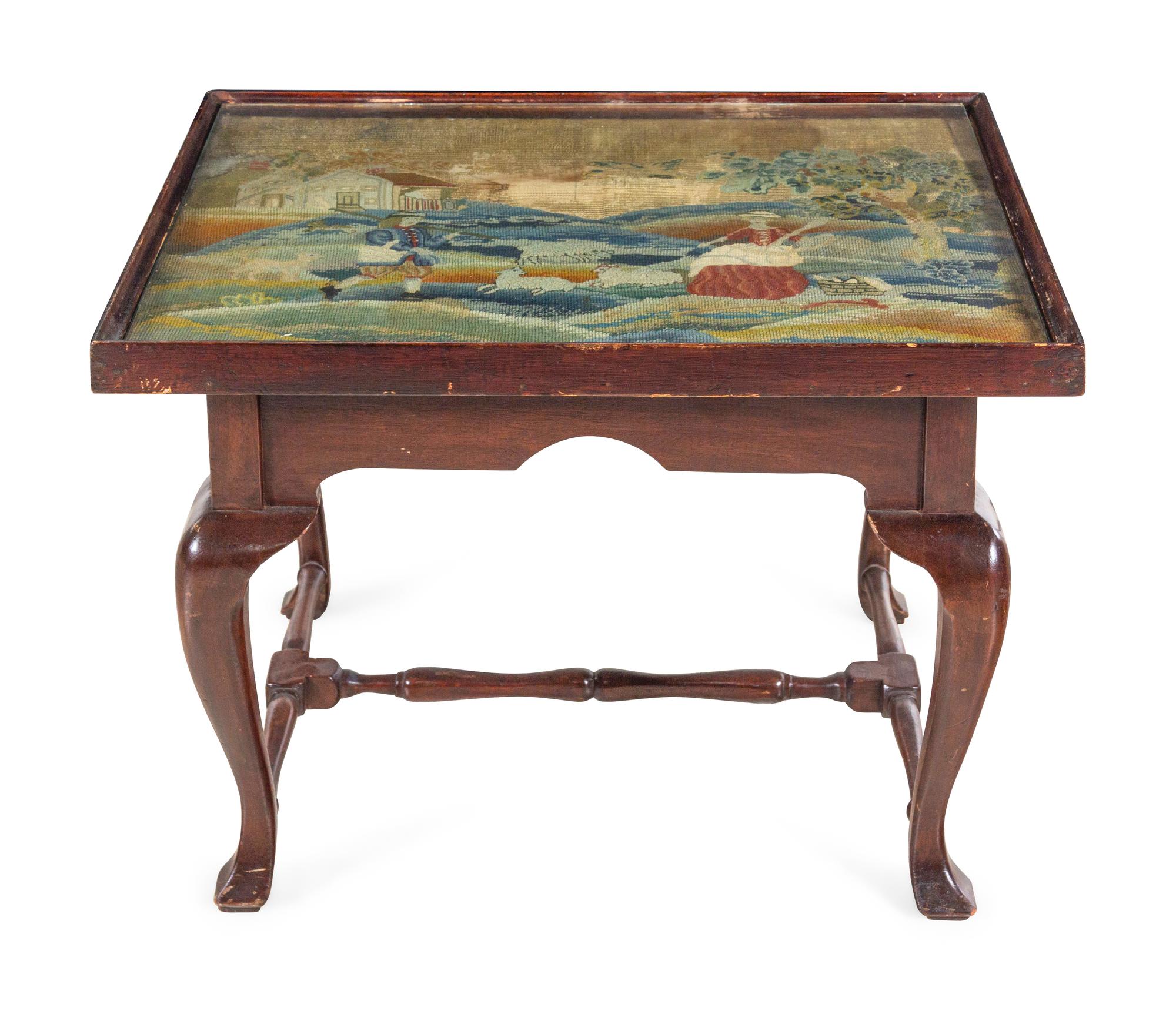 A Georgian Style Needlepoint-Inset Table