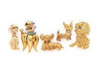 COLLECTION OF YELLOW GOLD DOG BROOCHES
