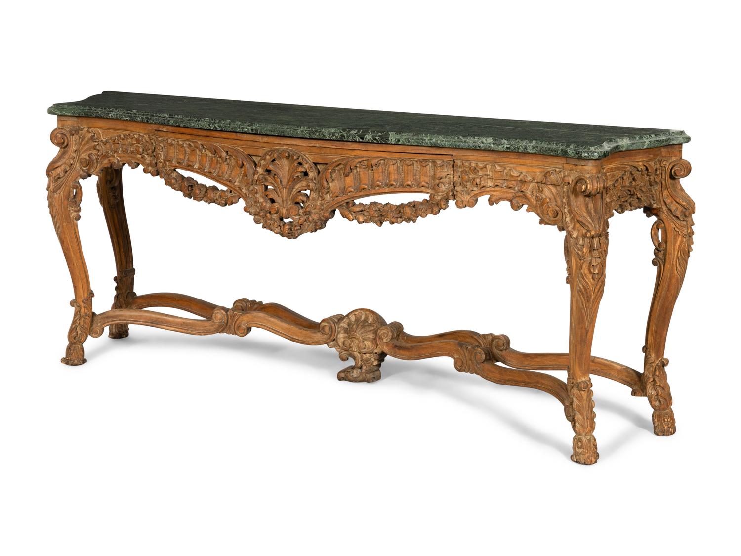 A Large Régence Console Table with Verde Marble Top
