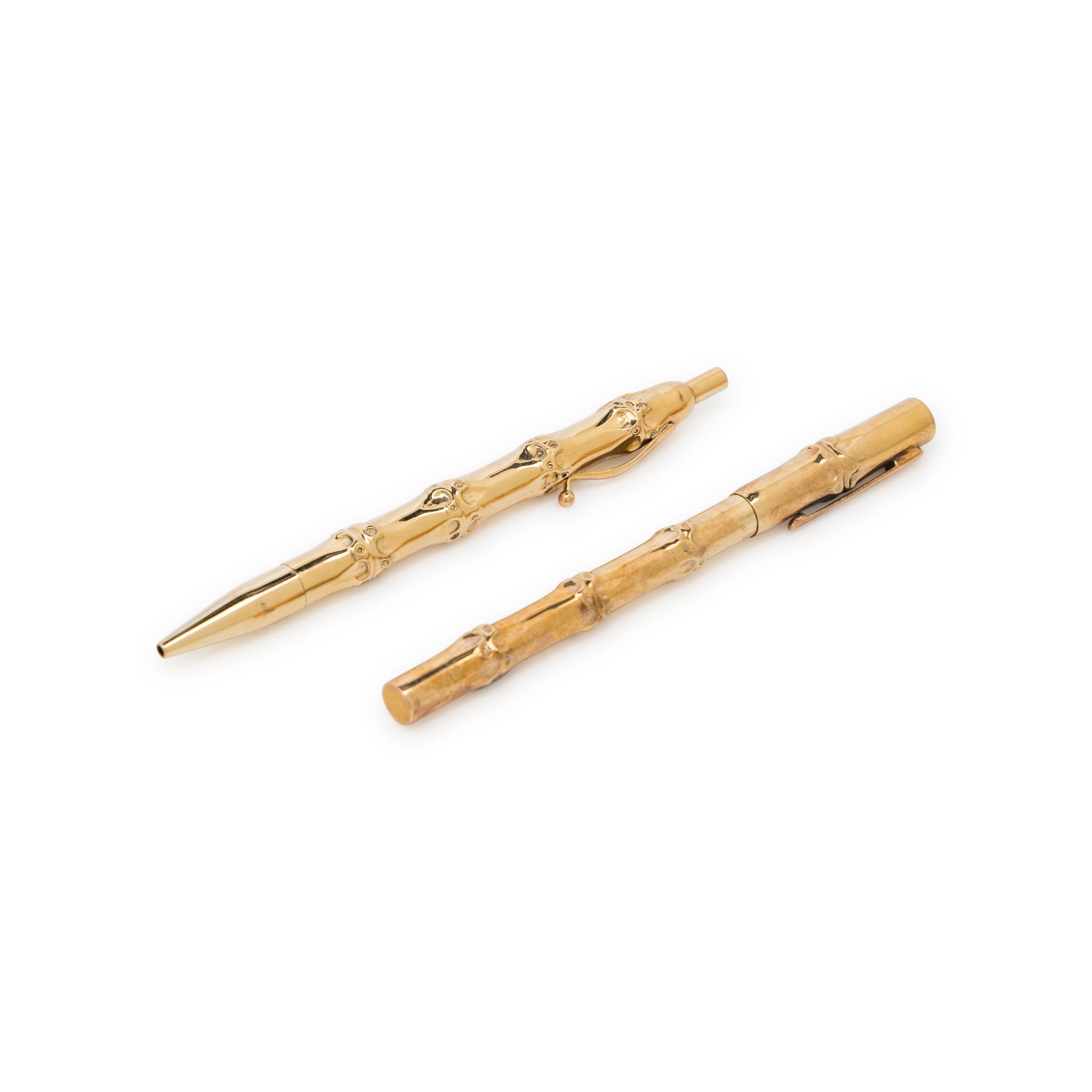 Louis Tamis, Two 14k Gold Bamboo Pens