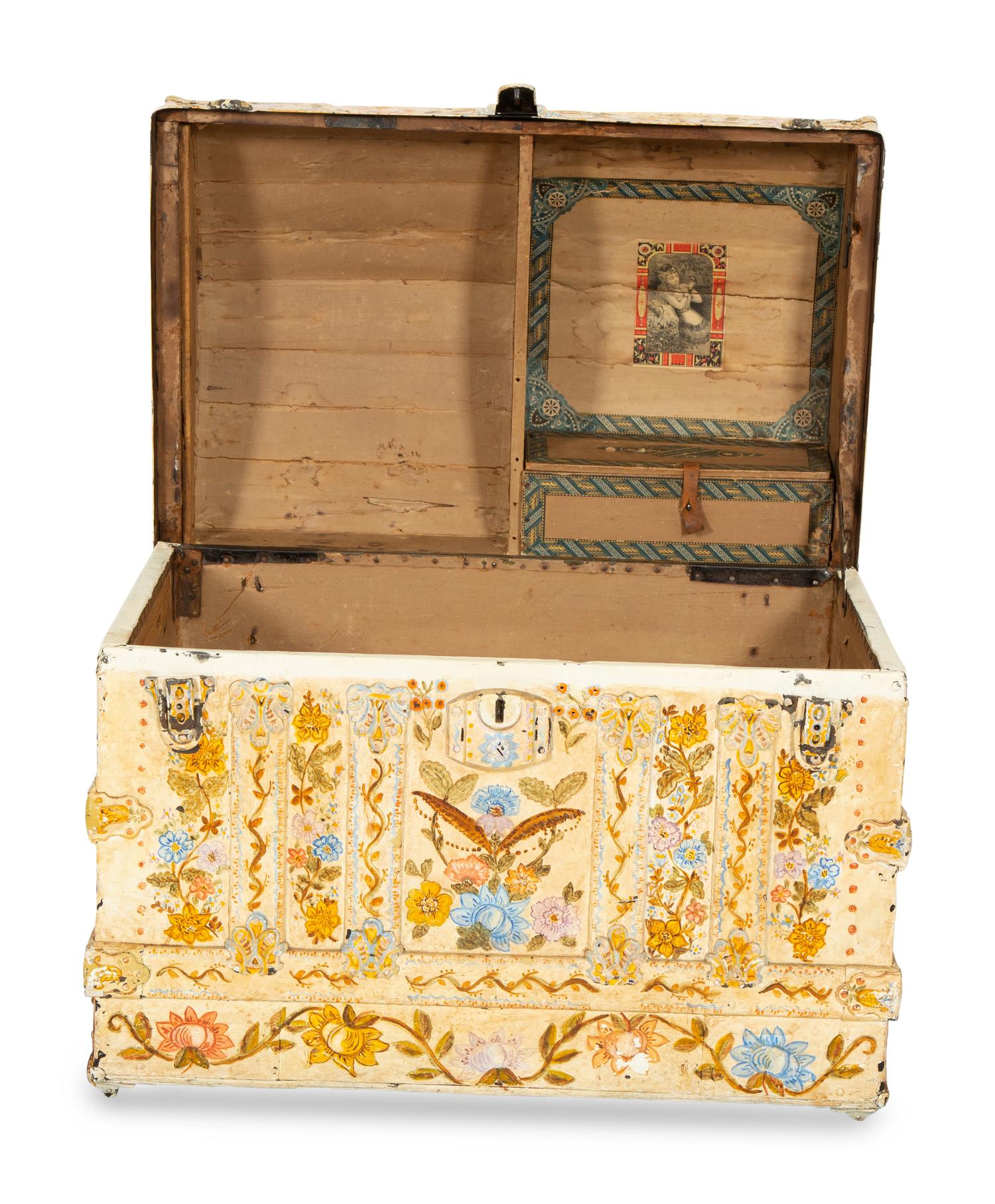 A Polychrome-Decorated Metal-Mounted Trunk