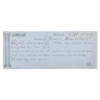 [ENSLAVEMENT]. Bill of sale for an enslaved woman named Frances, purchased by James Kinniard from James Lyle. Richmond, [VA?], 26 September 1859.