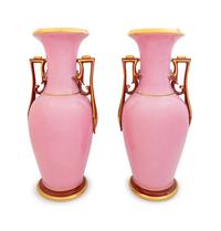 A Pair of Paris Porcelain Painted and Parcel Gilt Vases