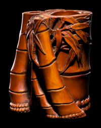 A Chinese Carved Boxwood 'Bamboo' Brushpot, Bitong