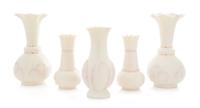 Five Belleek Vases Height of tallest pair 8 5/8 inches. — SEVENTH GOLD MARK 1980-1993