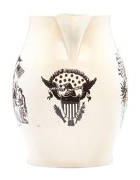 A Liverpool Transfer-Printed Creamware 'Union to the People of America' Pitcher