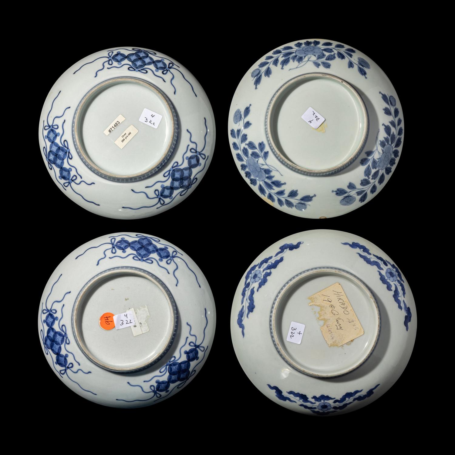Four Japanese Nabeshima Style Porcelain 'Flowers' Plates, Edo Period