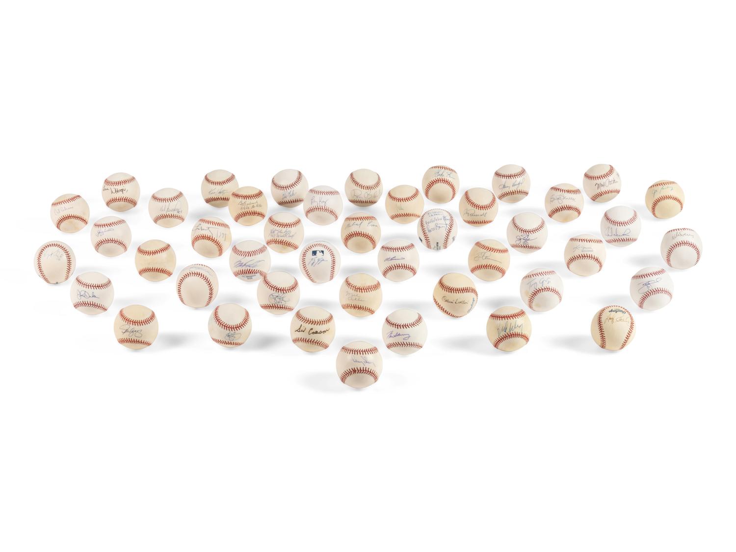 A Group of 44 Baseballs Signed by Jewish Notables,