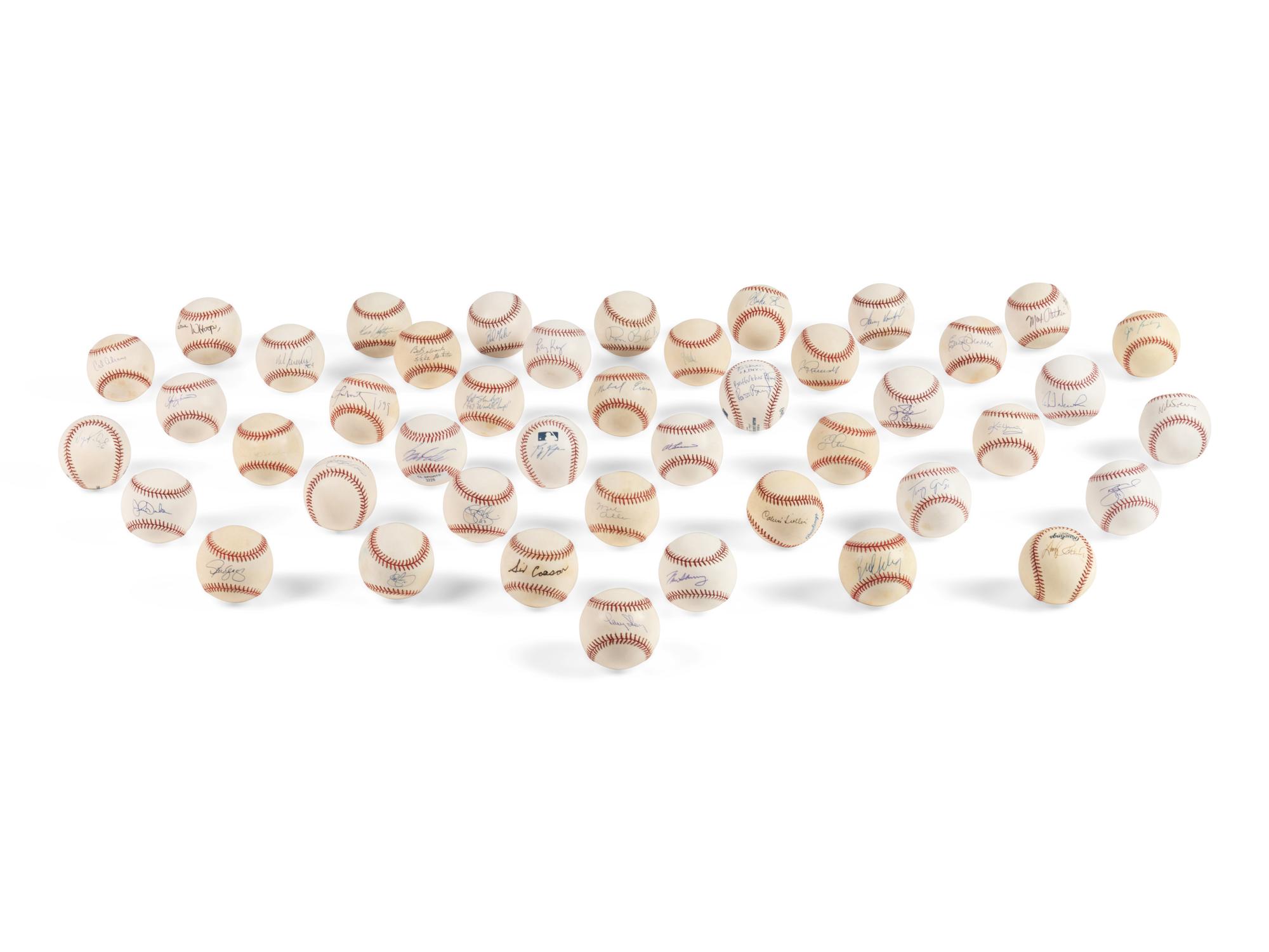 A Group of 44 Baseballs Signed by Jewish Notables,