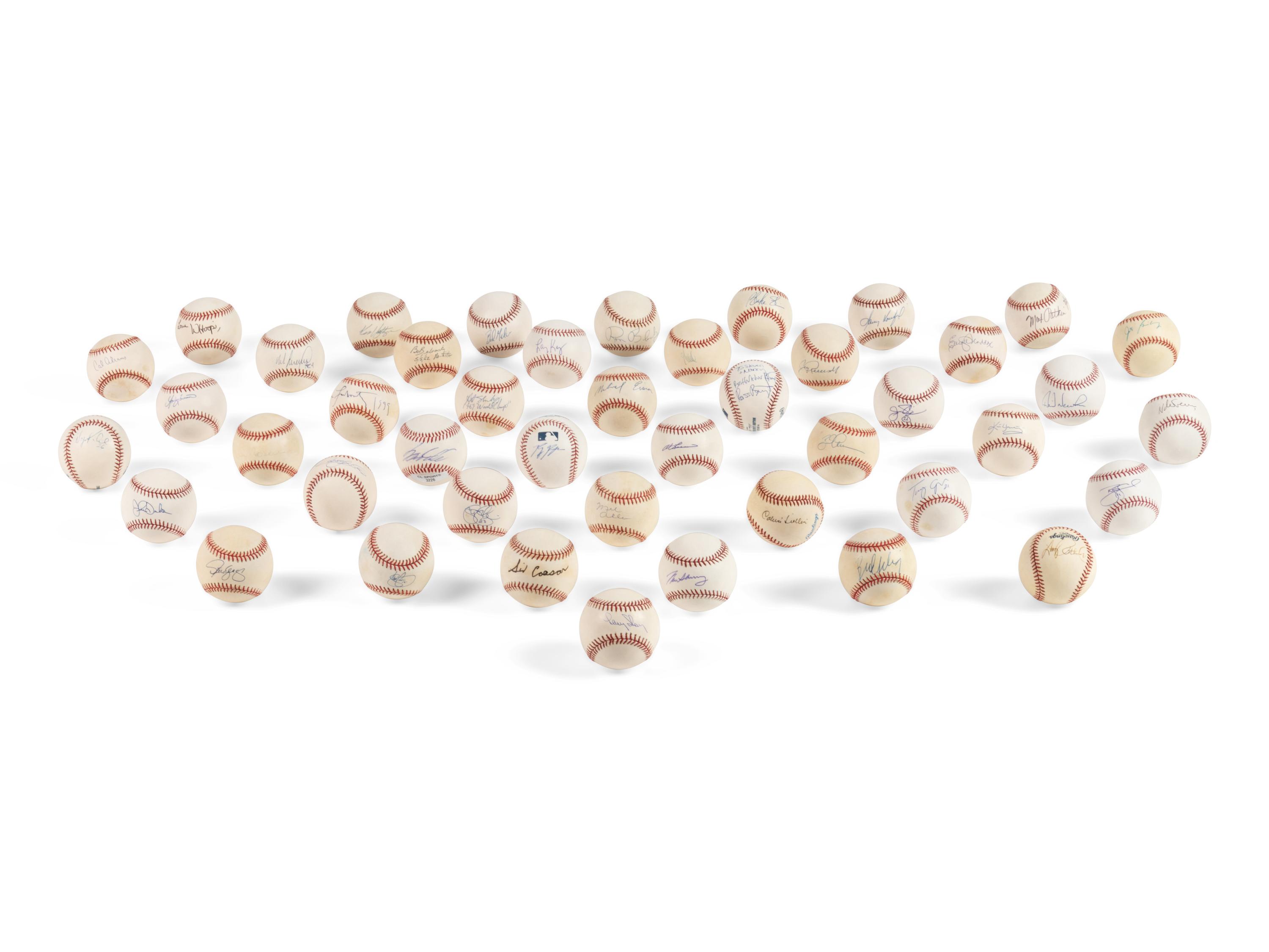 A Group of 44 Baseballs Signed by Jewish Notables,