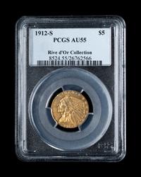 A 1912-S Indian Head $5 Gold Coin (PCGS AU55)