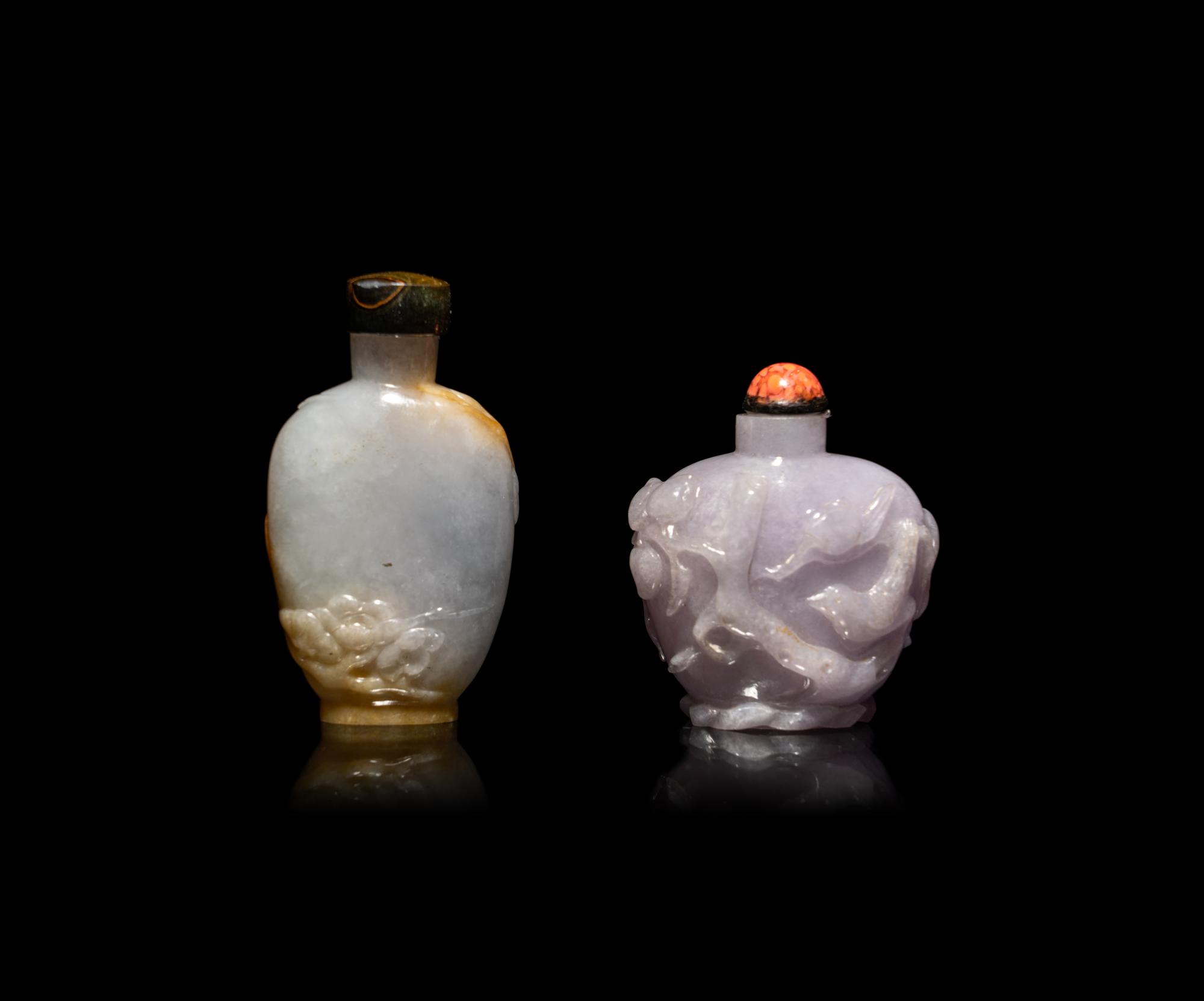 Two Chinese Jadeite Snuff Bottles