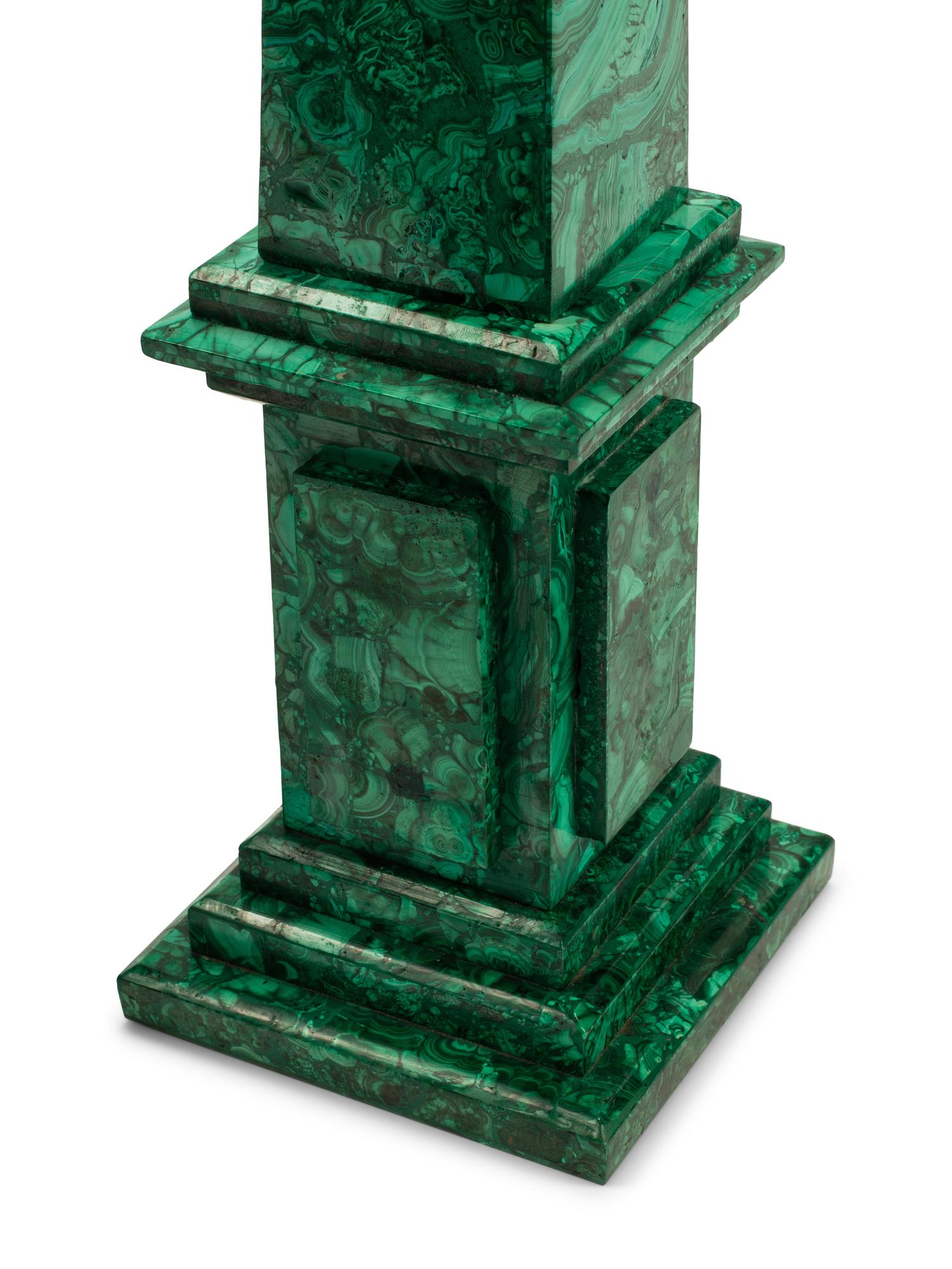 A Pair of Large Malachite Obelisks