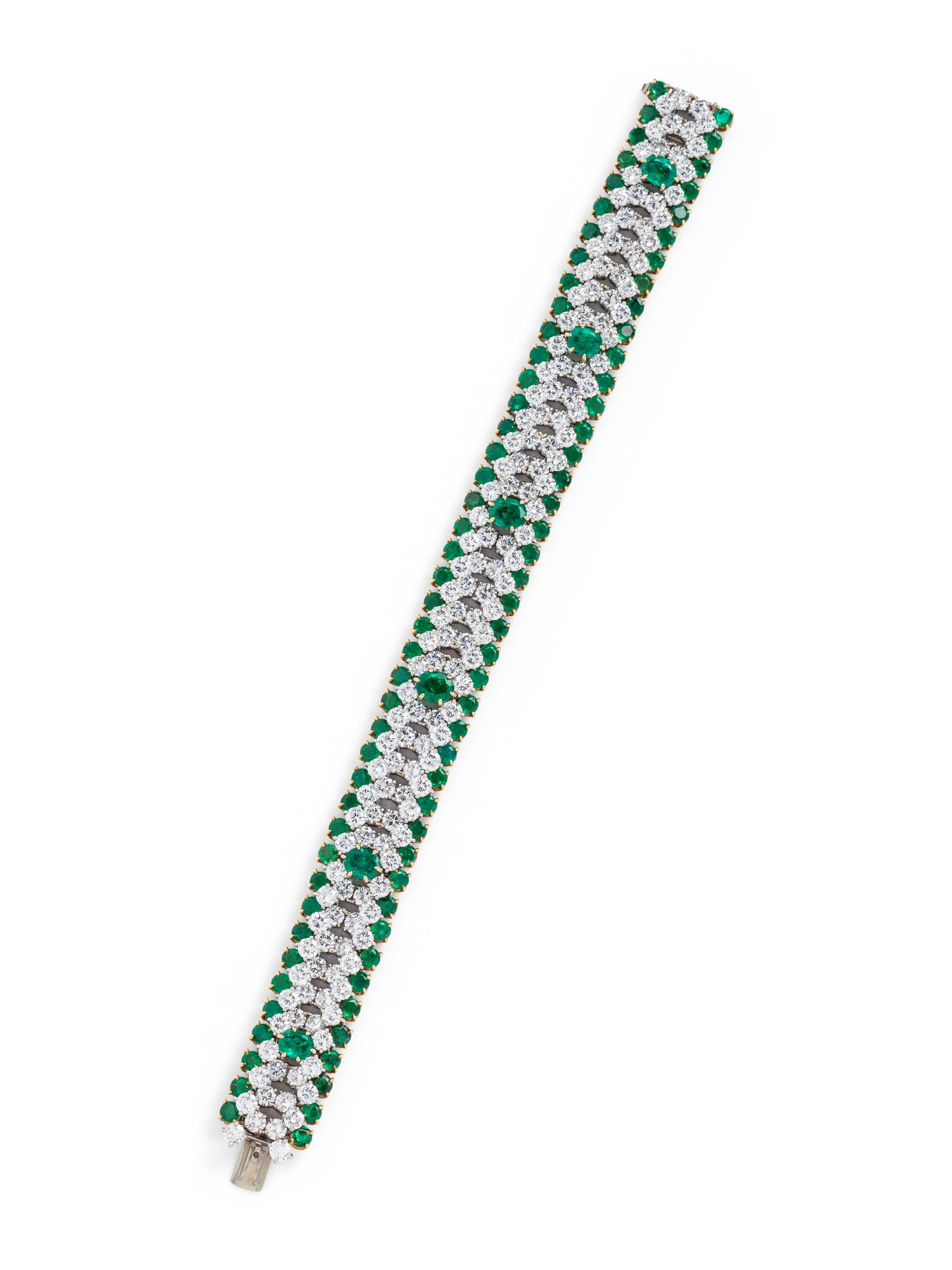 VAN CLEEF & ARPELS, EMERALD AND DIAMOND BRACELET