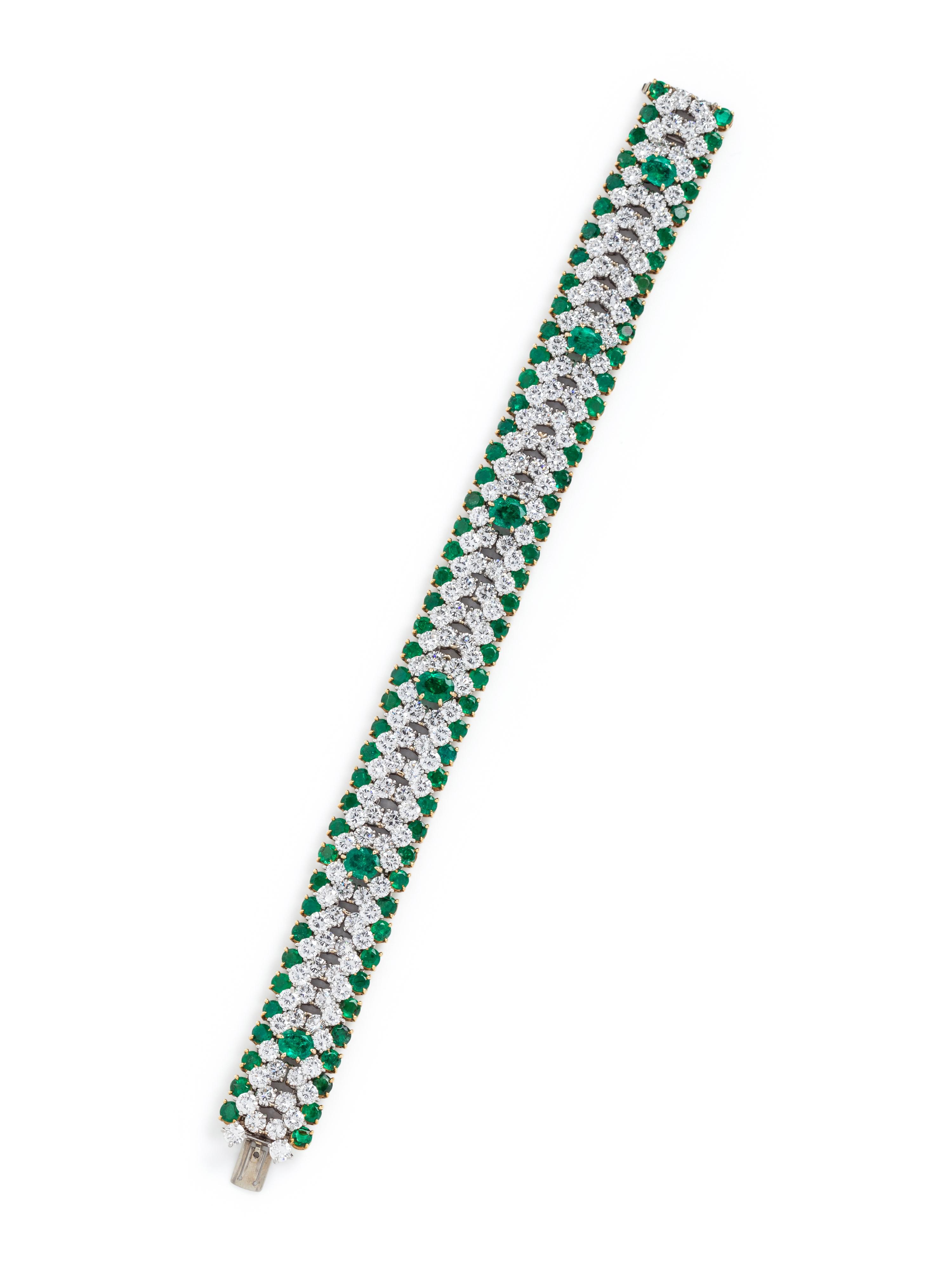 VAN CLEEF & ARPELS, EMERALD AND DIAMOND BRACELET