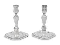 A Pair of Spanish Silver Candlesticks