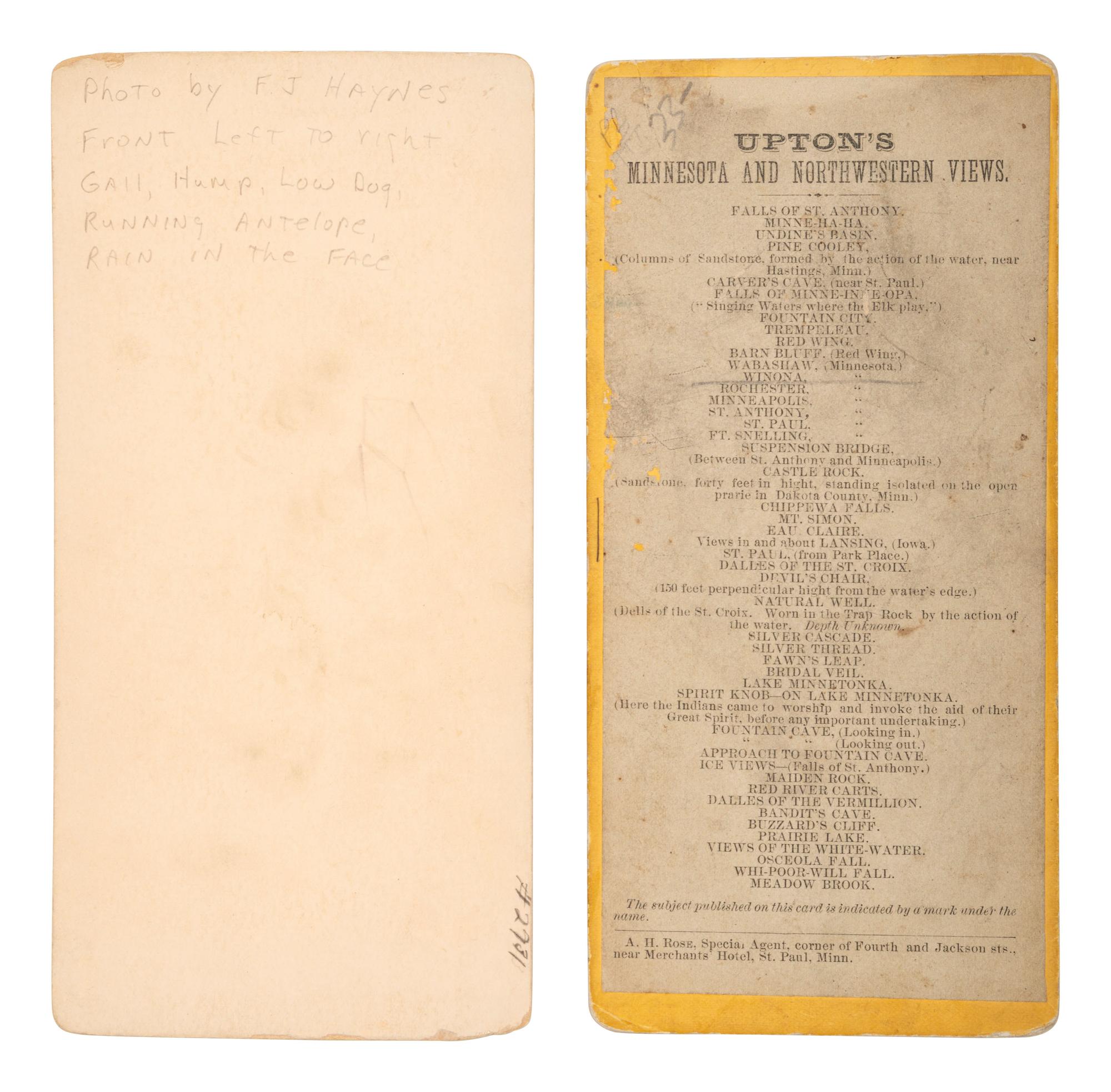 [NATIVE AMERICANS] 5 stereoviews, feat. image of noted Sioux Chiefs incl. Rain-in-the-Face and Gall