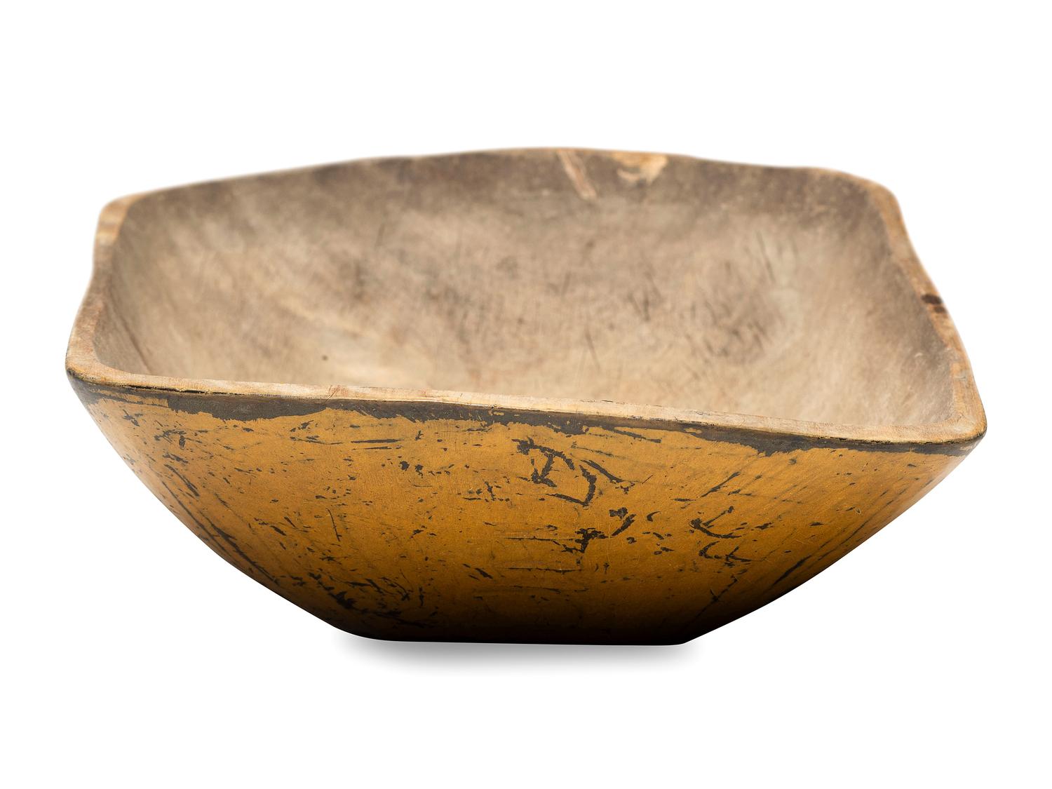 A Rare Yellow Paint Decorated Wooden Bowl