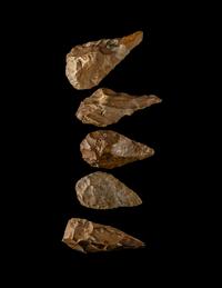 Five Paleolithic Flint Hand Axes