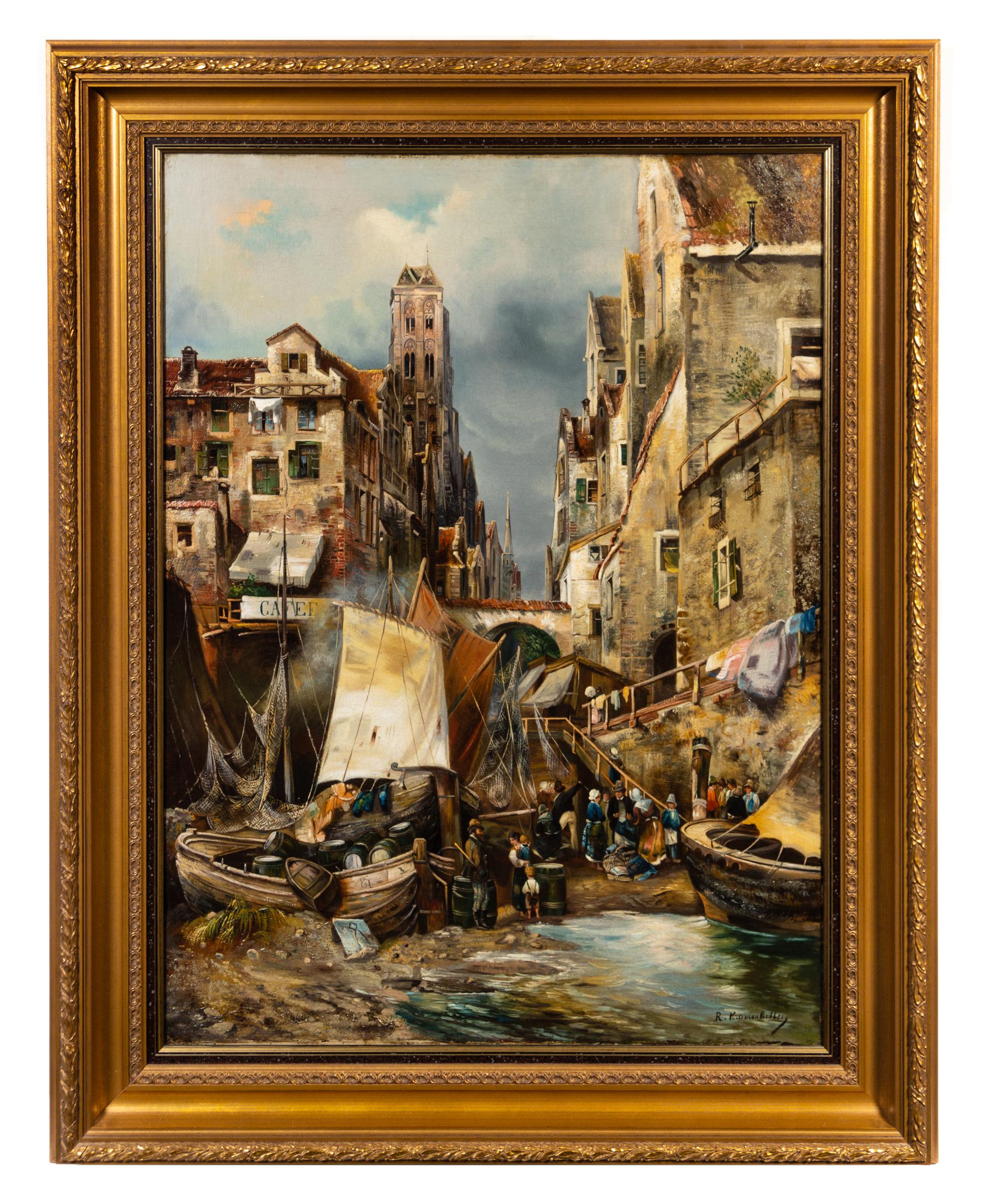 Robert Kromabetter (Alott), (Austrian, 1859-1910), Harbor Scene