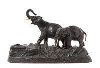 An Austrian Bronze Ink Stand Length 13 1/2 inches.