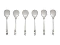 A Set of Six Georg Jensen Acorn Silver Ice Cream Forks