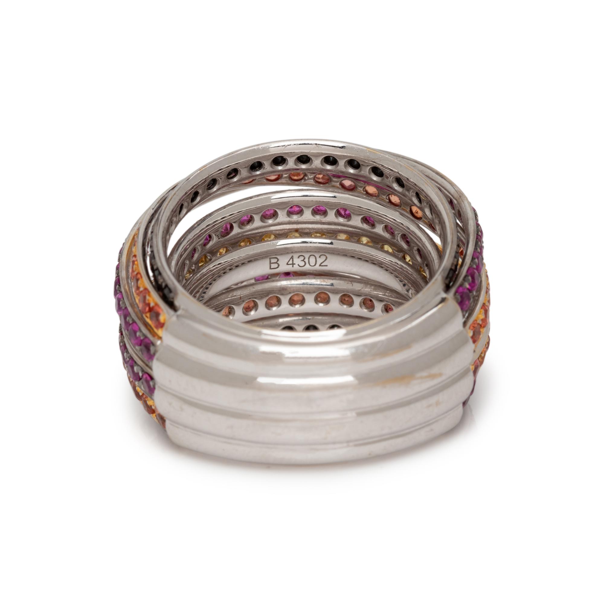 DE GRISOGONO, MULTICOLOR SAPPHIRE AND BLACK DIAMOND 'ALLEGRA' RING