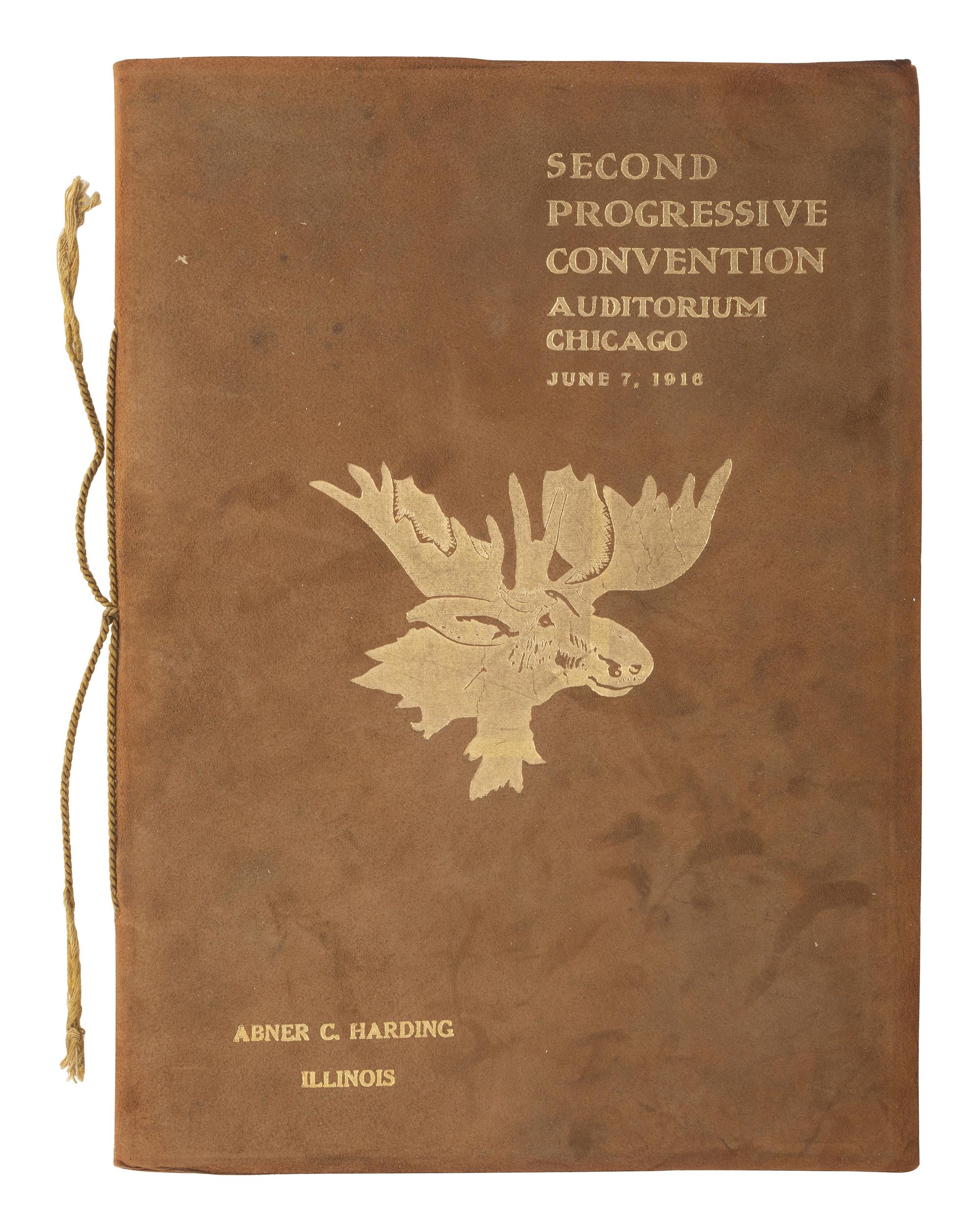 [ROOSEVELT, Theodore (1858-1919)]. A group of 8 items promoting Theodore Roosevelt, incl. campaign buttons and Second Progressive Convention program from Chicago, 1916.