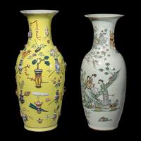 Two Large Chinese Famille Rose Porcelain Vases