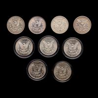 A Group of Nine Morgan $1 Coins