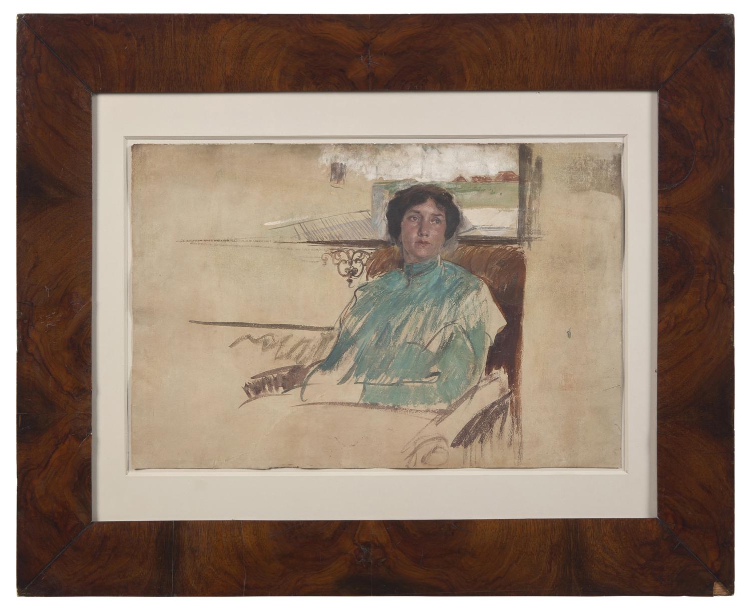 Portrait of the Artist's Wife & Study of Figures (a double-side drawing)