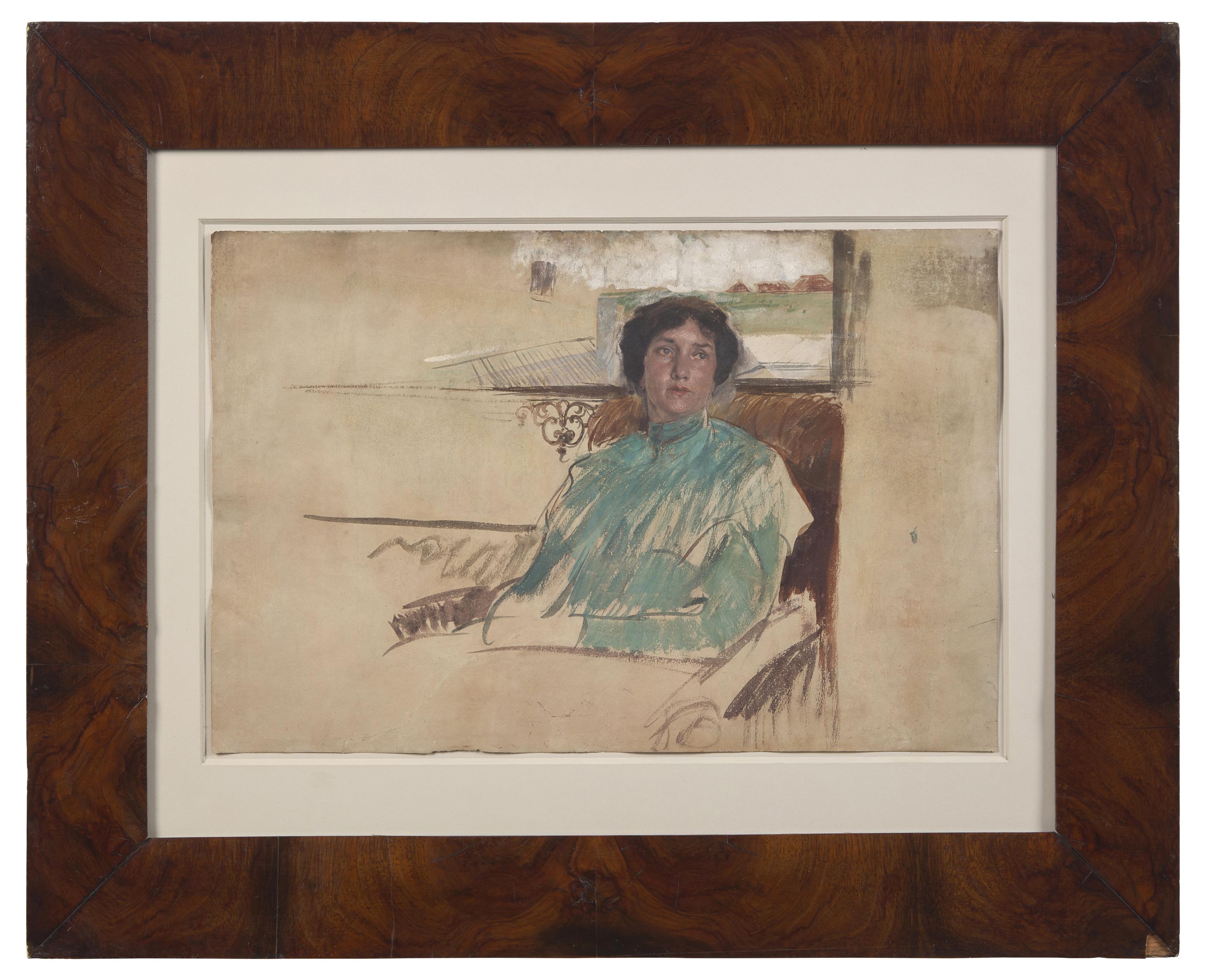 Portrait of the Artist's Wife & Study of Figures (a double-side drawing)