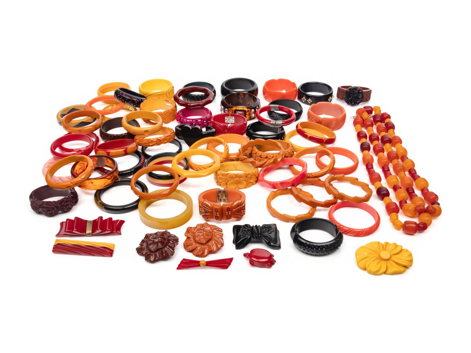 Fifty-Six Pieces of Bakelite Jewelry