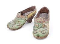 A Pair of Dutch Embroidered Leather Shoes Length 10 1/2 inches. — 18TH/19TH CENTURY