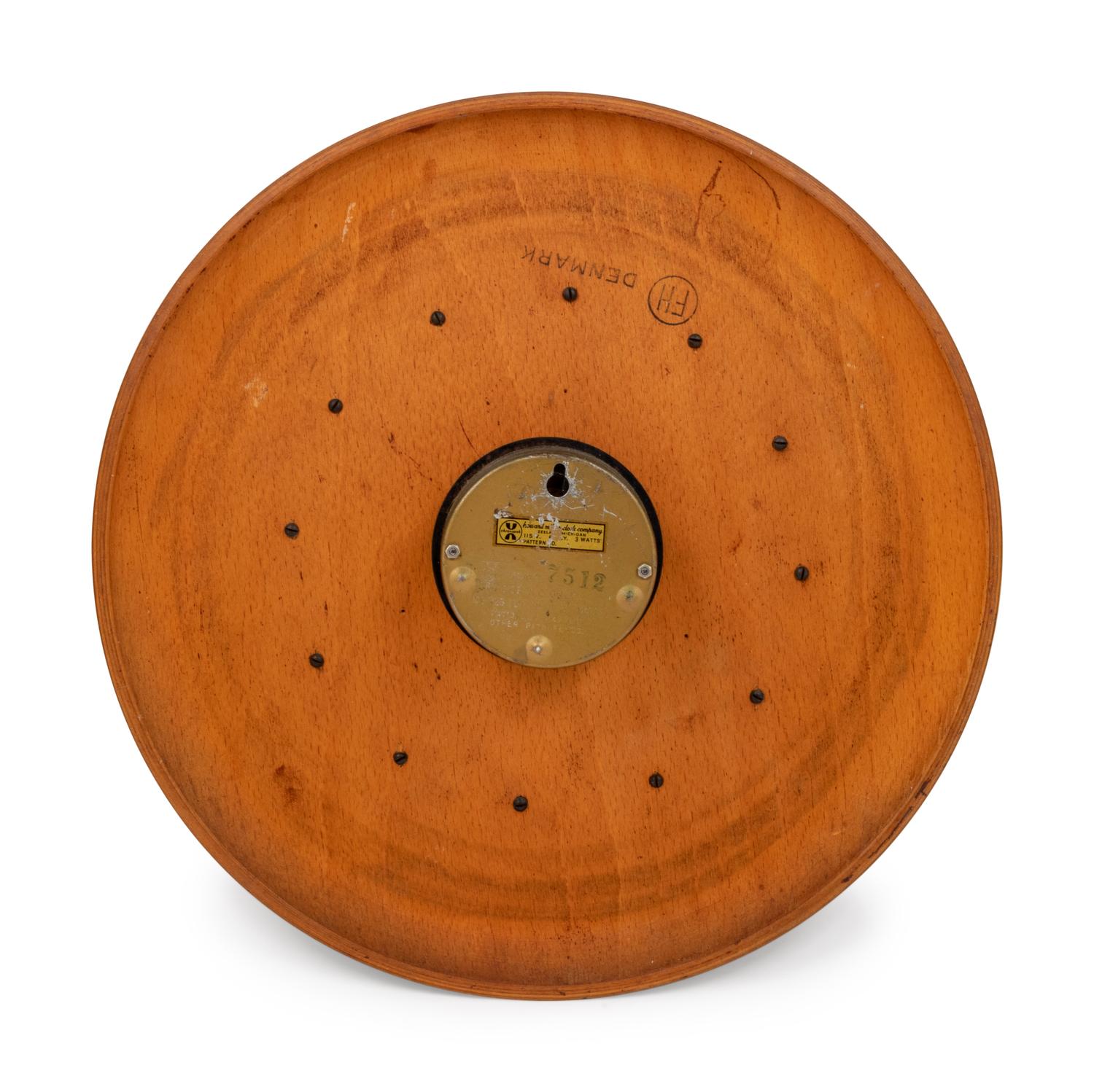 Stool Seat Wall Clock, model 7512, c. 1957 Howard Miller, Fritz Hansen, USA/Denmark