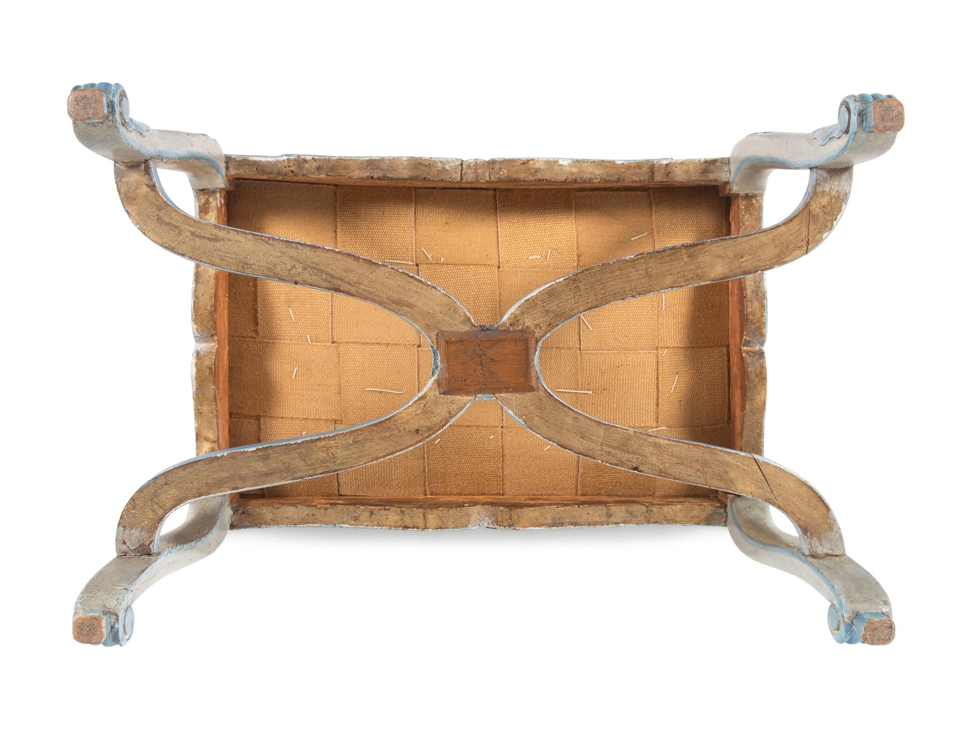 A Régence Provincial Blue-Painted Stool