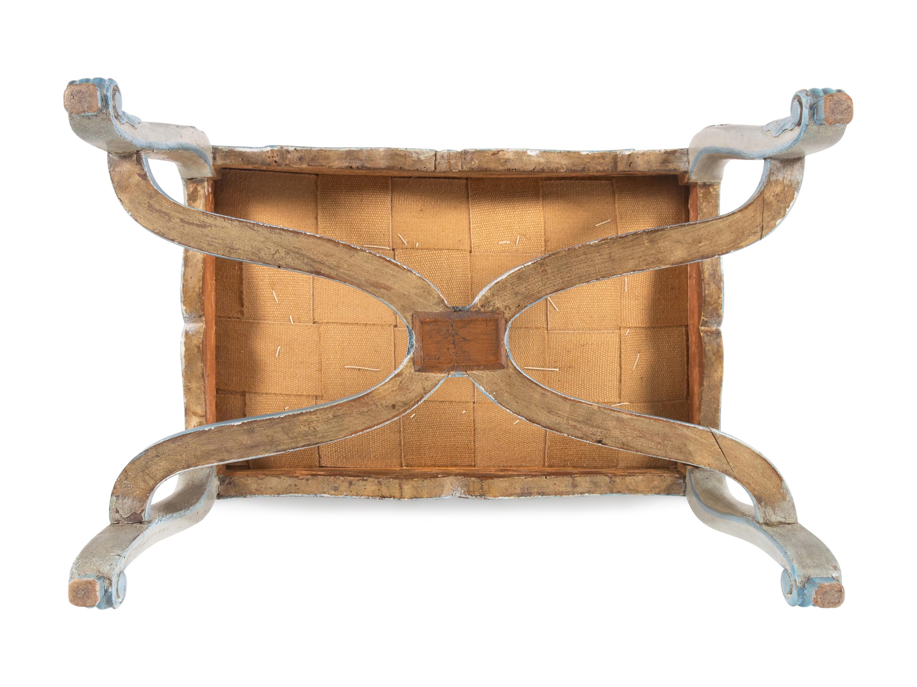 A Régence Provincial Blue-Painted Stool