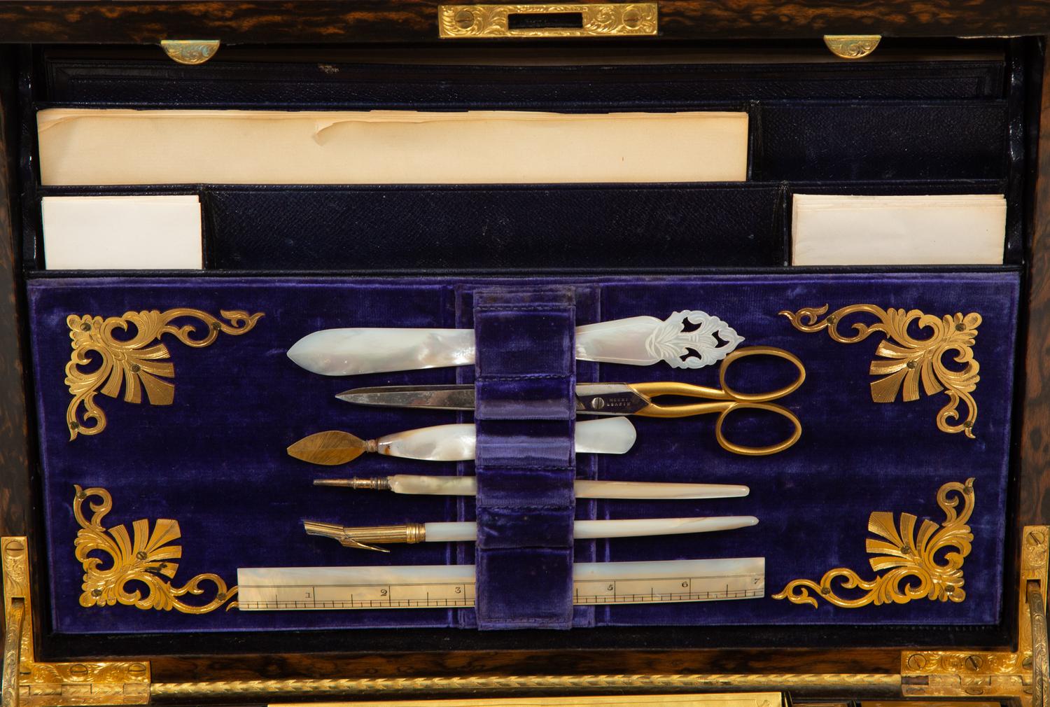 A Victorian Jasperware and Calamander Sewing/Writing Box by Mechi & Bazin