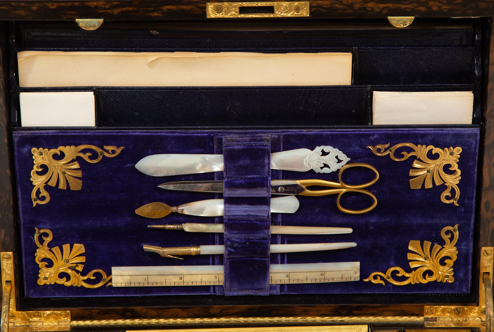 A Victorian Jasperware and Calamander Sewing/Writing Box by Mechi & Bazin