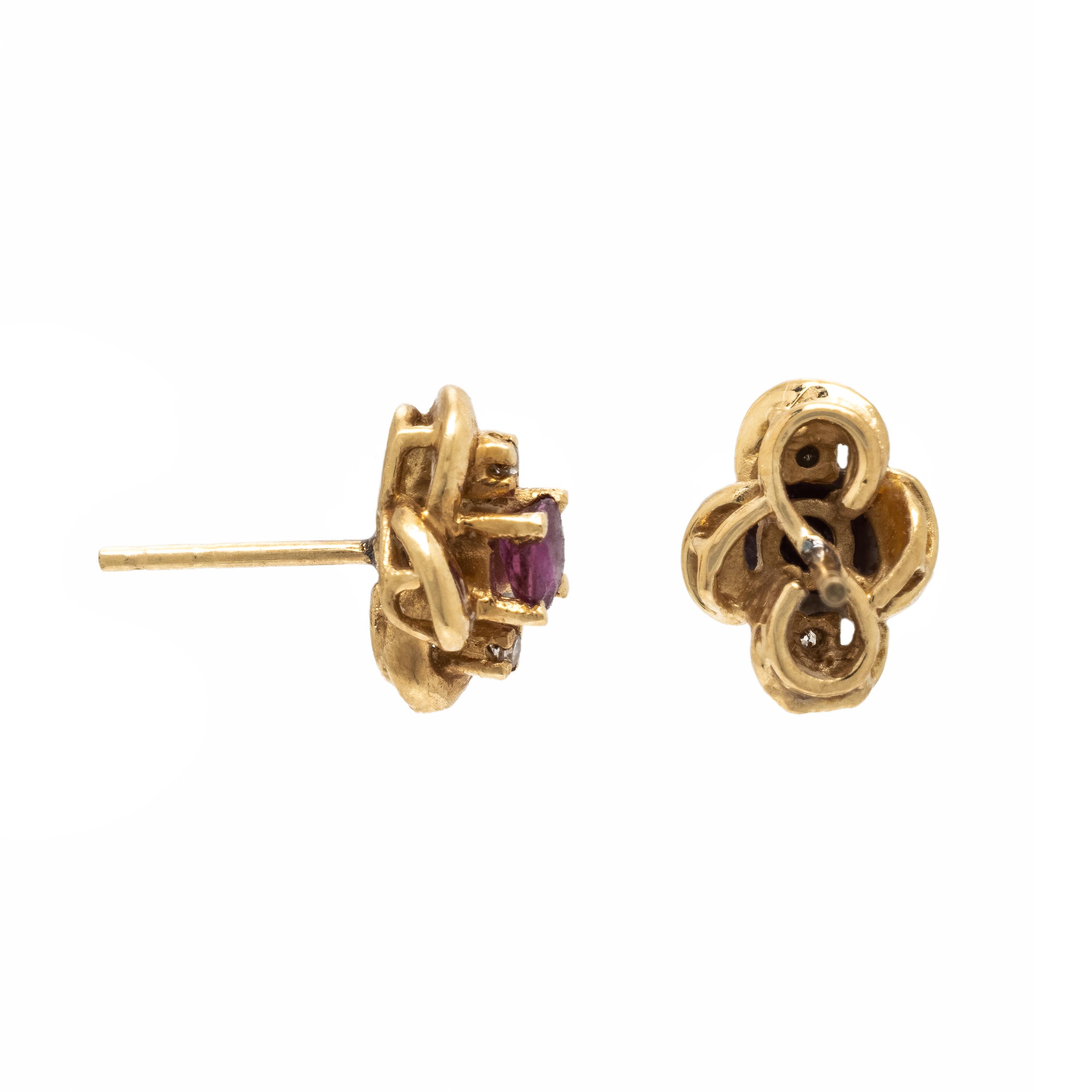 Ruby, Diamond, and Yellow Gold Earrings