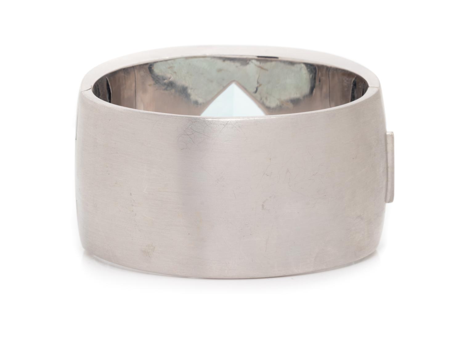H. STERN, WHITE GOLD, AQUAMARINE, AND DIAMOND BANGLE BRACELET