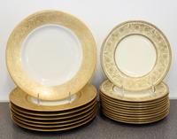 A Collection of Gilt Rimmed Porcelain Plates Diameter of largest 10 3/4 inches. — 20TH CENTURY