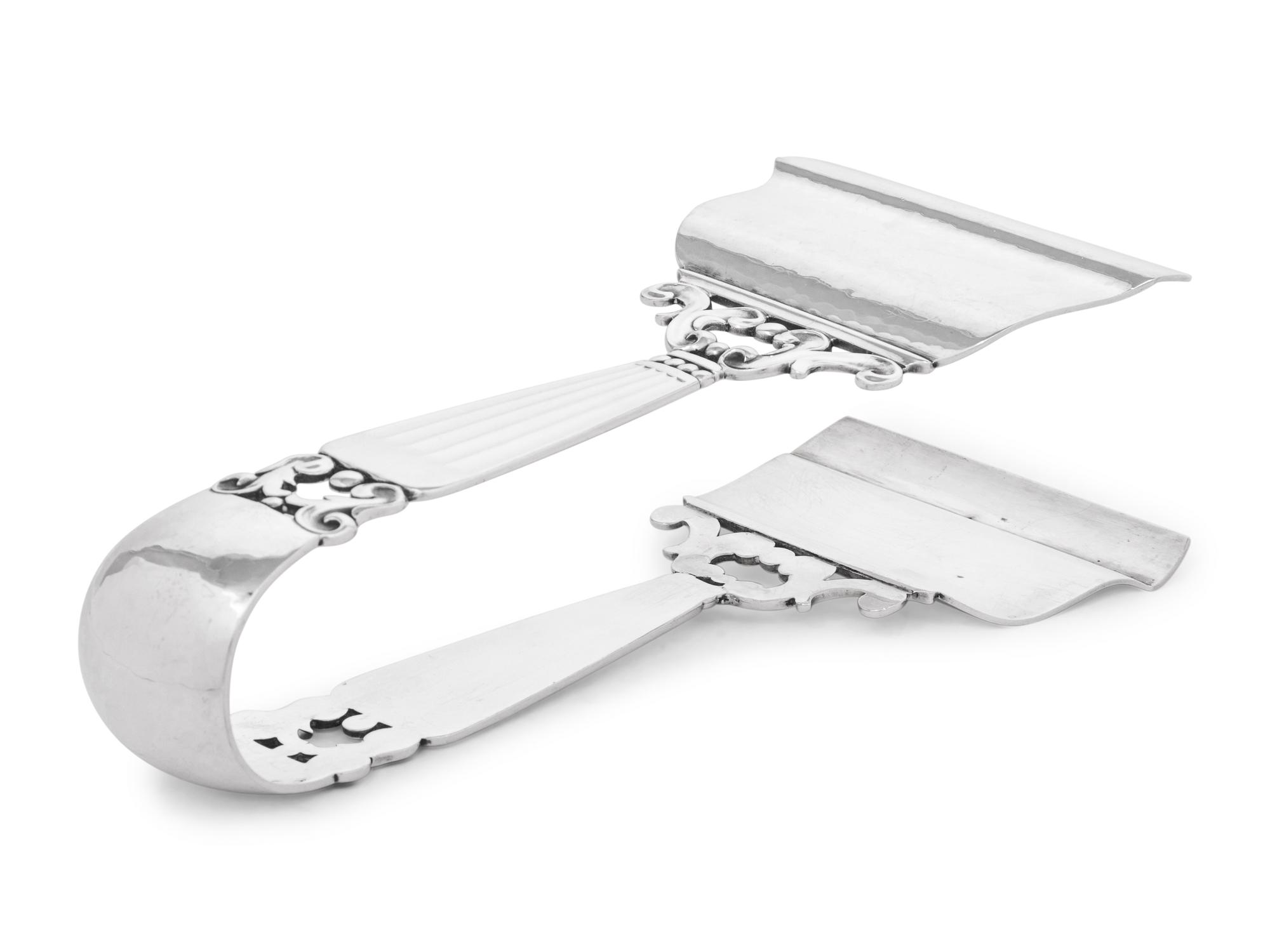 A Rare Pair of Georg Jensen Silver Asparagus Tongs
