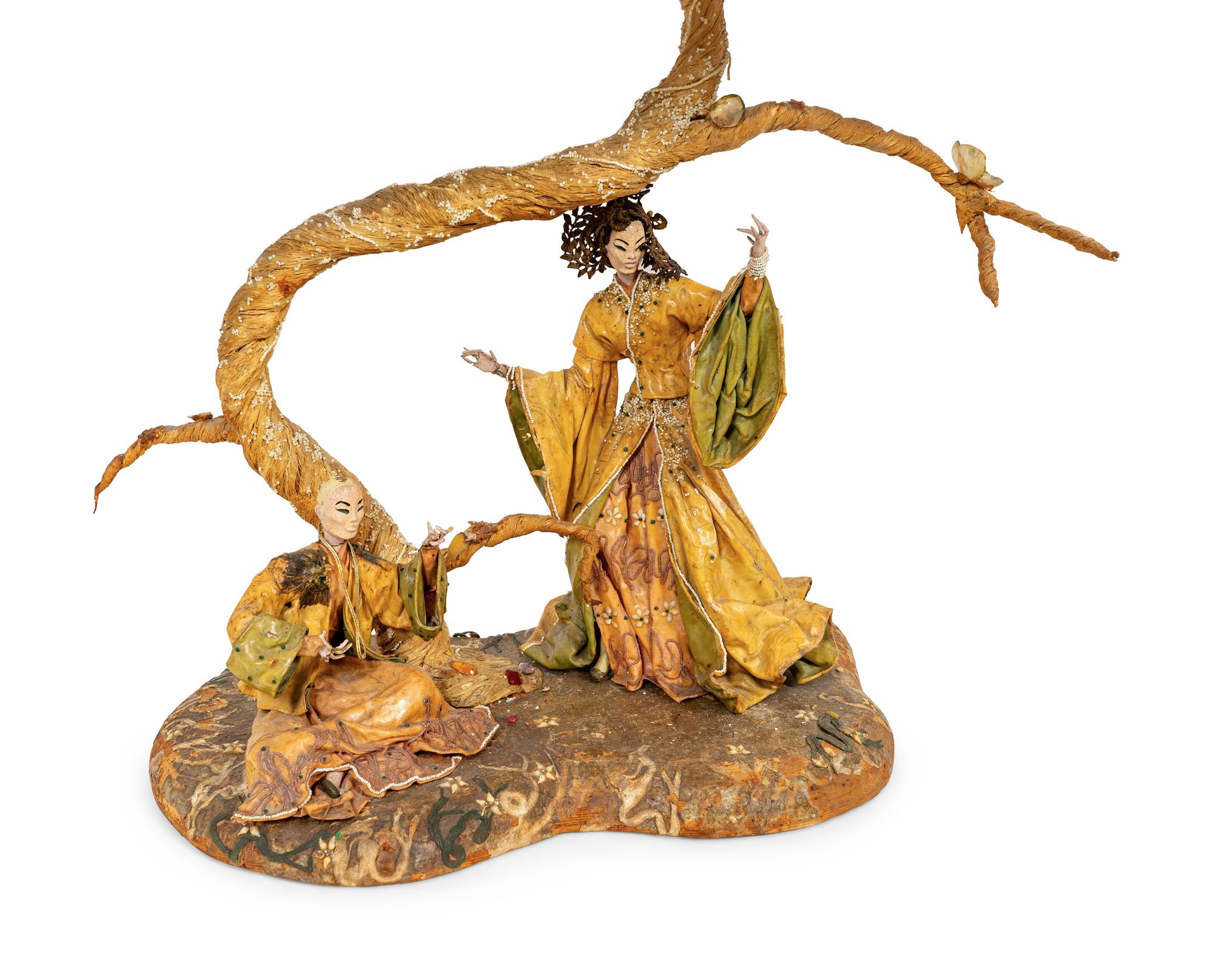 Lamp with Two Chinese Figures