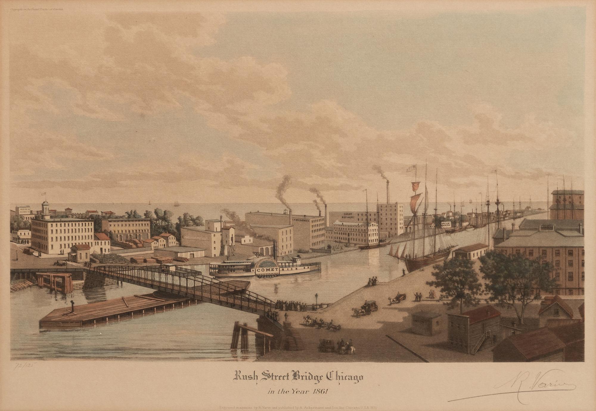 [CHICAGO]. VARIN, Raoul. A suite of 4 works depicting 19th century Chicago, including: