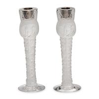 A Pair of Lalique Psyche Candlesticks