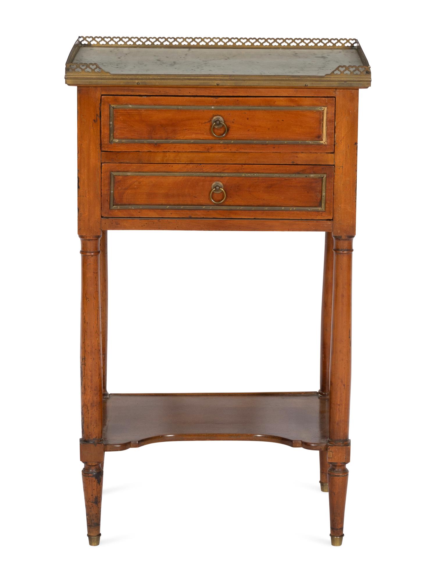A Directoire Marble-Top Walnut Side Table