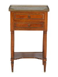 A Directoire Marble-Top Walnut Side Table