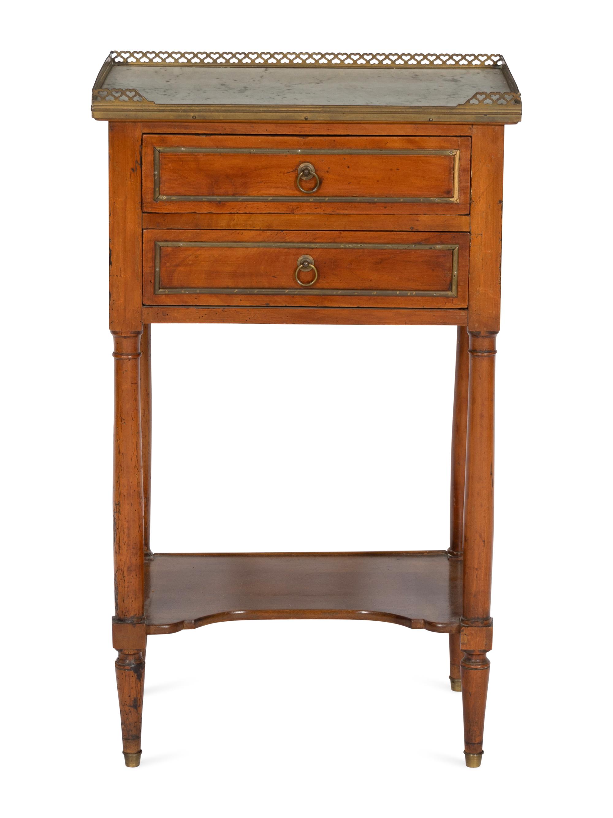 A Directoire Marble-Top Walnut Side Table